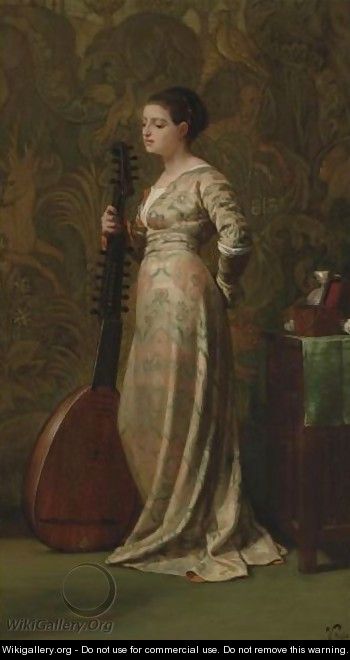 Girl With A Lute - Elihu Vedder