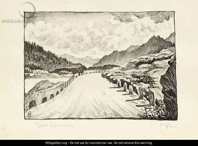 Street To Maloja Along Lake Sils, 1928 - Giovanni Giacometti