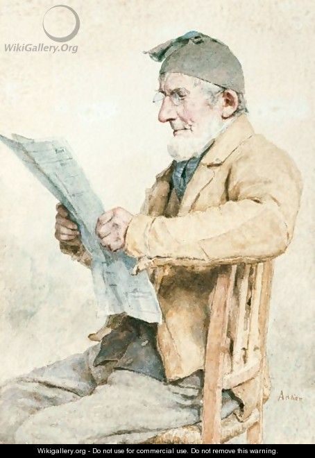 Farmer From Ins Reading The Newspaper - Albert Anker