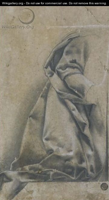 Study Of Drapery On A Kneeling Figure, Possibly A Madonna, Seen In Profile - Florentine School