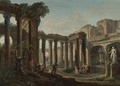 Figures Resting Among Roman Ruins - Hubert Robert