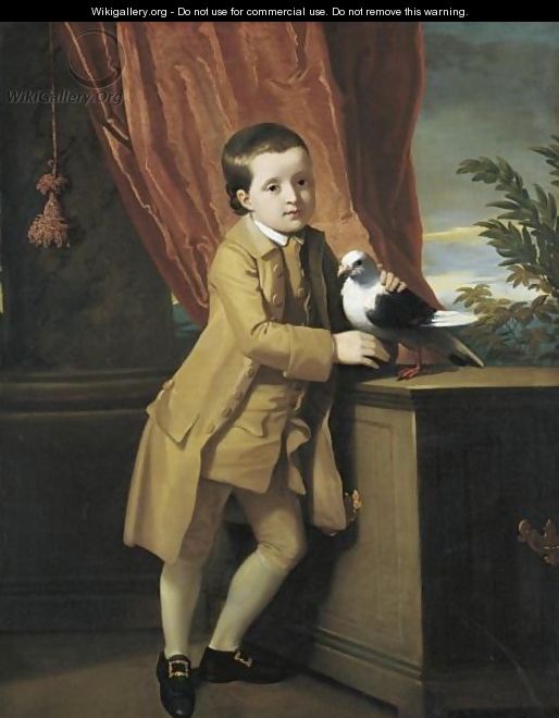 Portrait Of A Young Boy Standing On A Portico With His Pet Pigeon - (after) Copley, John Singleton