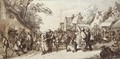 Peasants Merrymaking On A Village Street - Cornelis Dusart