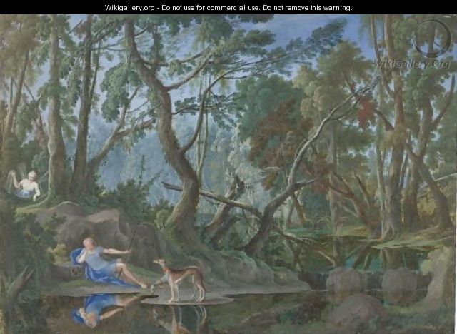 A Wooded Landscape With Narcissus And Echo - Pierre-Antoine Patel