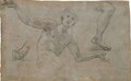 A Sheet Of Studies A Male Figure, Half Length, His Arms Outstreched, And Separate Studies Of A Left Leg And Right Foot - Baldassarre Franceschini