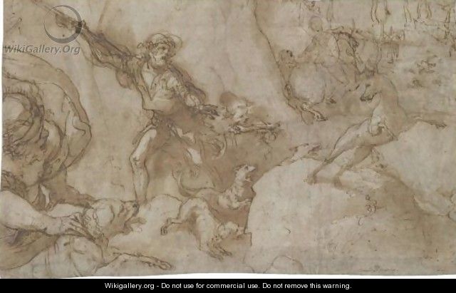 Hunting Scene Design For A Stage Curtain - Federico Zuccaro