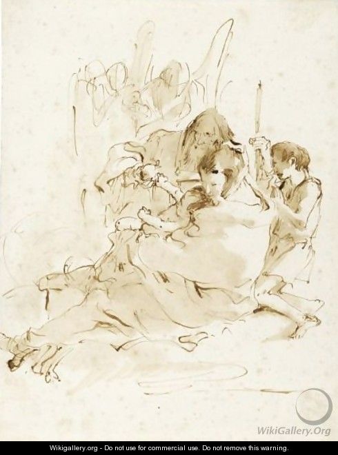 The Holy Family With The Youthful St. John And Two Angels - Giovanni Battista Tiepolo