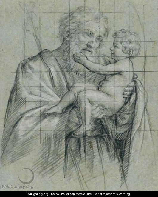 St Joseph Holding The Christ Child - Giovanni Battista Salvi, Il Sassoferrato