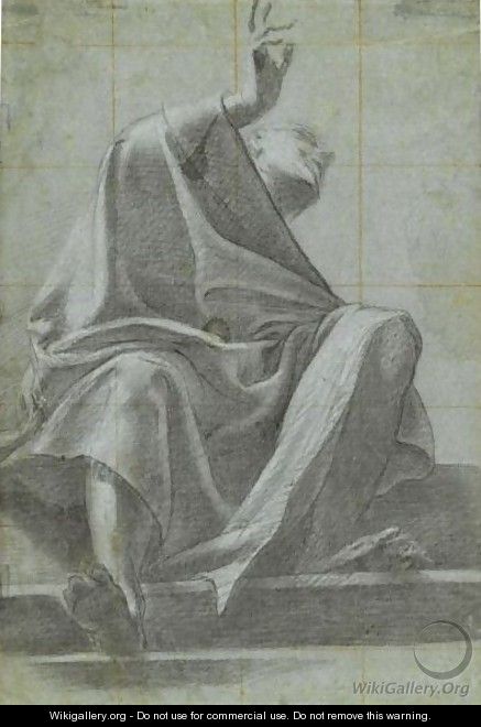 Seated Draped Figure Seen From Below - Carlo Urbino