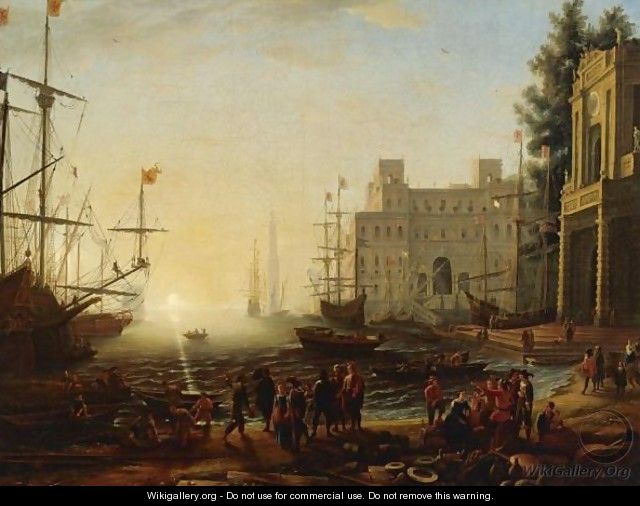 Bustling Port With The Villa Medici - (after) Claude Lorrain (Gellee)