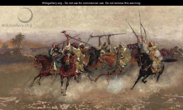 Arab Horsemen In Gallop - Enrico Coleman