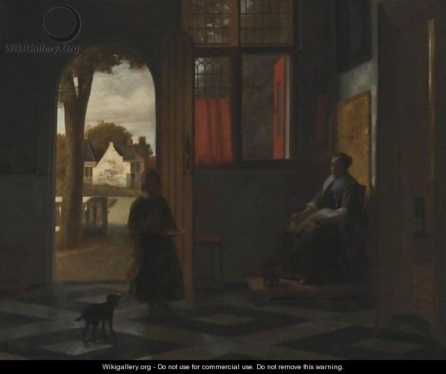 A Woman Seated By A Window With A Child In A Doorway - Pieter De Hooch