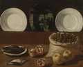 Still Life With Plates, A Sack Filled With Olives, Game, Pomegranates, And Quince - Paolo Antonio Barbieri