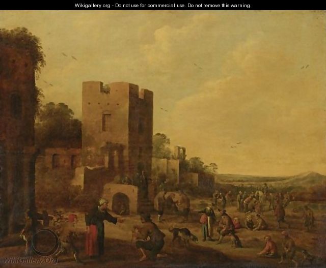 Landscape With Peasants Gathered Before Ruins - Joost Cornelisz. Droochsloot