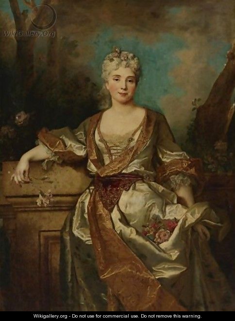 Portrait Of The Marquise De Puysegur - Nicolas de Largillierre