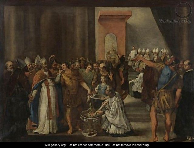 Constantine Burning The Arian Books At The First Council Of Nicaea - Carlo Magnone