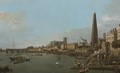 London, A View Of The Thames, Looking Towards Westminster From Near The York Water Gate - (Giovanni Antonio Canal) Canaletto