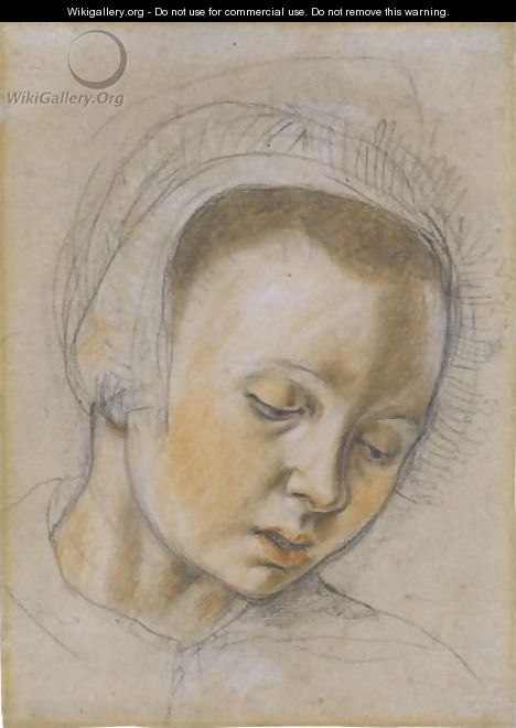 Head Of A Young Woman, Looking Down - (after) Pieter Aertsen