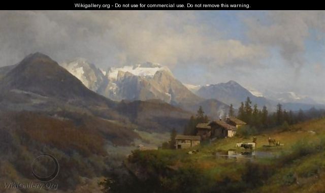 An Alpine Village - Herman Herzog