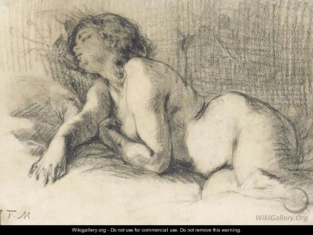 A Reclining Female Nude - Jean-Francois Millet