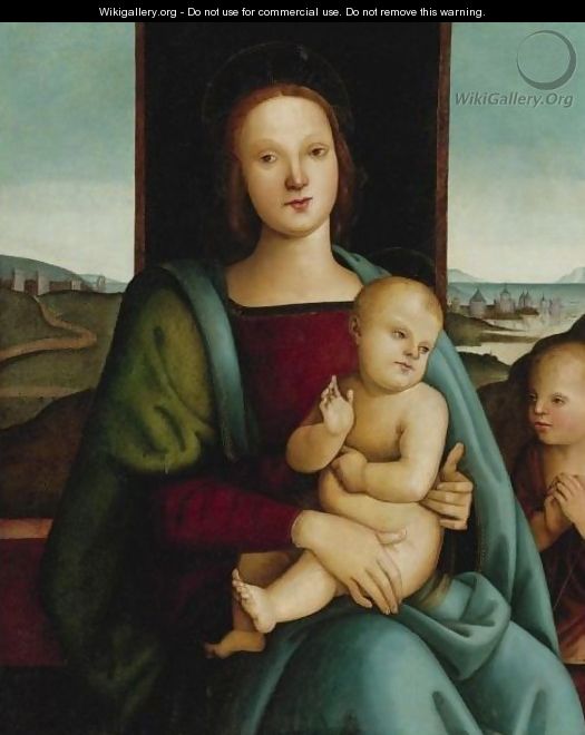 Madonna And Child With The Infant Saint John The Baptist - (after) Pietro Vannucci Perugino