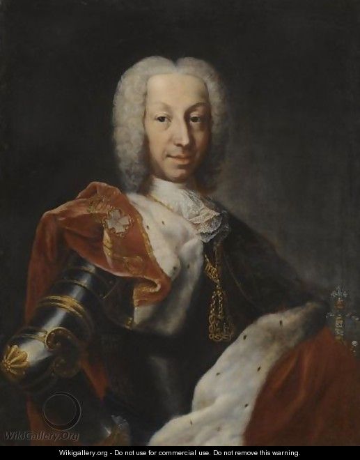 Portrait Of A Member Of The House Of Savoy In Armour With A Red Velvet And Ermine Cloak Wearing The Order Of The Annunciata - Domenico Dupra