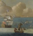 A First Rate Flagship And Other Shipping Of The Royal Navy Off Portsmouth - (after) Isaac Sailmaker