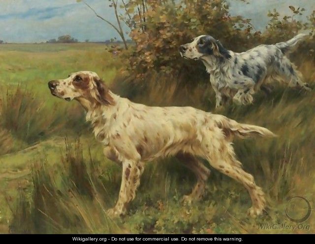 Two English Setters On Point - Thomas Blinks
