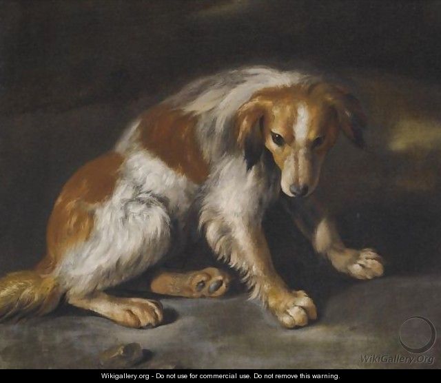 A Spaniel Seated In A Landscape - (after) Arcangelo Resani