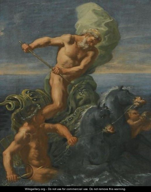Neptune Riding His Chariot Of Horses - Domenico Antonio Vaccaro
