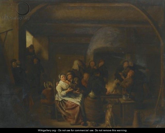 The Interior Of A Tavern With Peasants Cavorting And Drinking - Jan Miense Molenaer
