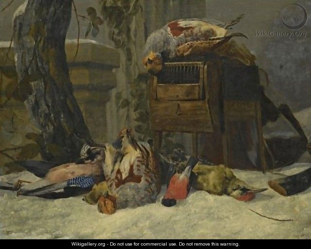 Still Life With Dead Game And Songbirds In The Snow - Peeter Boel