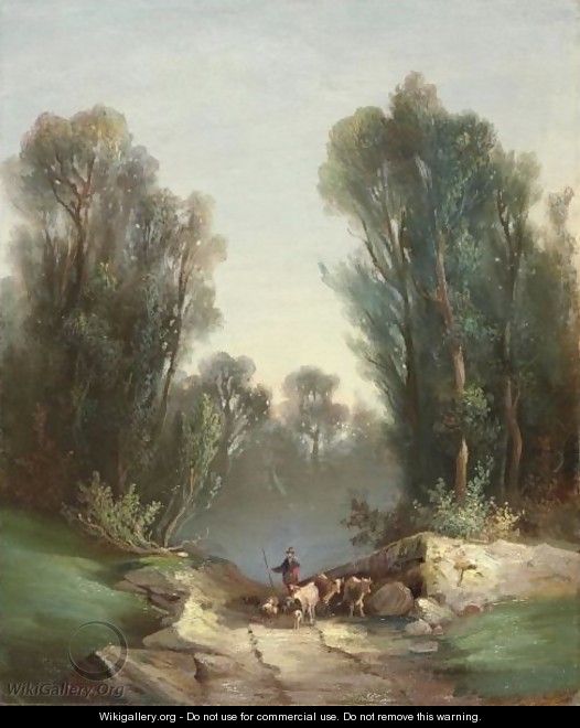 Hirte In Landschaft Mit Baumen, 1871 Herdman In Landscape With Trees, 1871 - Ferdinand Hodler