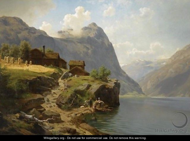 Mennesker I Fjellandskap (Figures In A Mountainous River Landscape) - Johan Fredrik Eckersberg