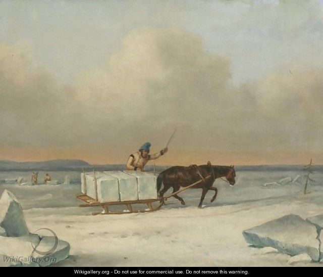 The Ice Cutters On The St. Lawrence At Longueuil - Cornelius Krieghoff