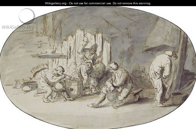 Interior With Carousing Peasants - (after) Isaack Jansz. Van Ostade