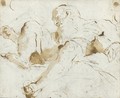 A Bearded Old Man Seated In The Clouds, Seen From Below - Giovanni Battista Tiepolo