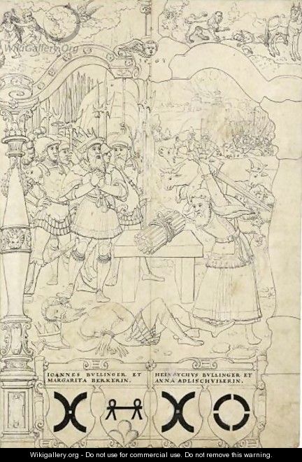 The Arms Of Bullinger, Berker And Adlischwiler, With Samuel Killing Agag Above - Grosshans Thomann