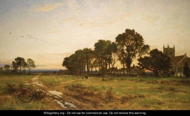 The Close Of Day, Worcestershire Meadows - Benjamin Williams Leader