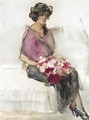 A Seated Lady With Flowers - Isaac Israels