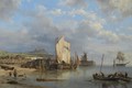 A Harbour Scene At Low Tide - Hermanus Koekkoek