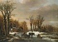 A Winter Landscape With Skaters And Figures By A Horse Sledge On The Ice - Barend Cornelis Koekkoek