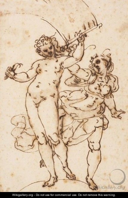 Two Allegorical Figures - (after) Luca Cambiaso