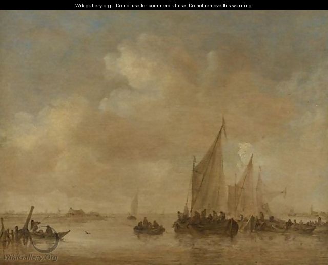 Fishing Boats In An Estuary - Jan van Goyen