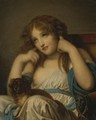 A Young Girl With A Dog On Her Lap - (after) Greuze, Jean Baptiste