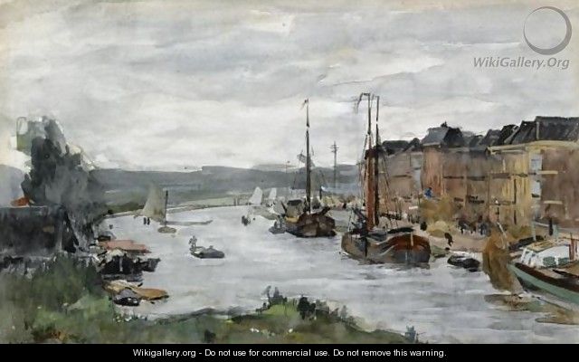 Moored Boats On A Canal, Scheveningen - Floris Arntzenius