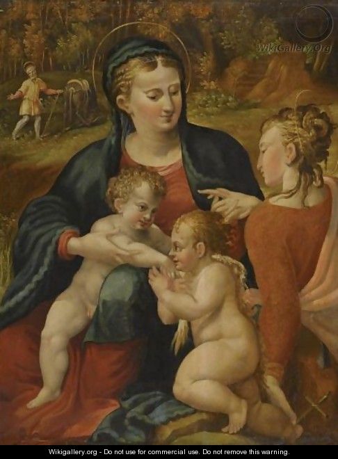 The Holy Family With Saints John The Baptist And Catherine - Michele Da Parma (see Rocca)