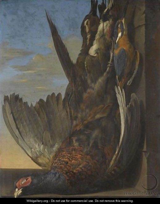 Still Life Of Game With A Pheasant, A Duck, A Kingfisher And Other Birds - Willem Van Aelst