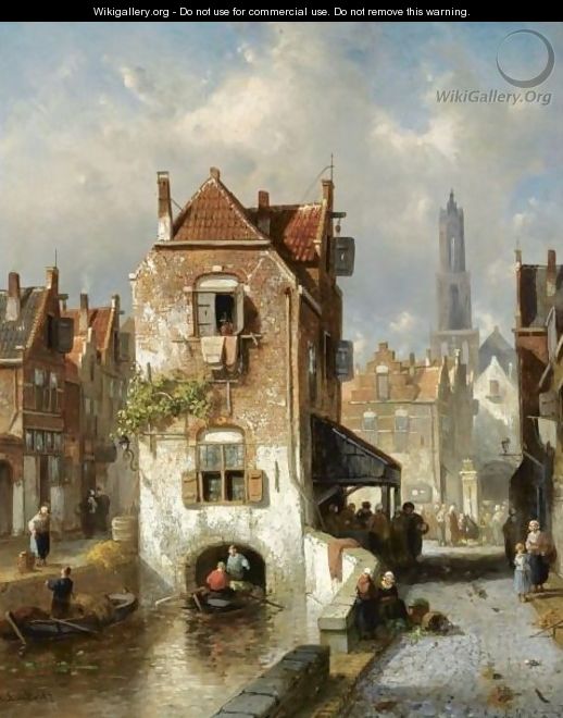 A View Of Utrecht, The Dom Tower In The Distance - Charles Henri Leickert