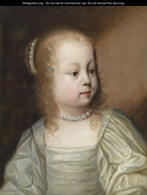Portrait Of A Young Girl, Head And Shoulders, Wearing A Great Dress And Pearls - (after) Dyck, Sir Anthony van